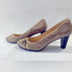 Cole Haan Nike Air Snakeskin Round Toe Buckle Heel